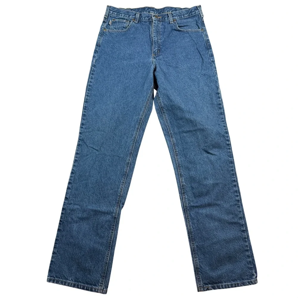 Carhartt B160 DST Jeans Mens 36x36 Blue Relaxed Fit Straight Leg Workwear Denim
